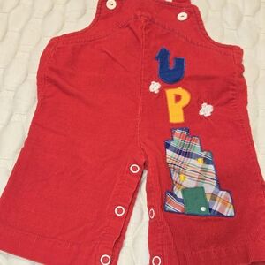 Vintage Baby Boy One Piece Corduroy Jumper Red UP Size 3mths Red Building